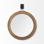 69025 - Avram 43.5" Round Brown Wood Frame Mirror