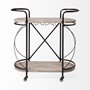 68921 - Marlon Black Metal Frame Two Tier Shelves w/Stemware holder Bar Cart