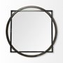 69026 - Norbert 46" Round-Square Black Wood/Metal Frame Mirror