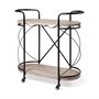 68921 - Marlon Black Metal Frame Two Tier Shelves w/Stemware holder Bar Cart