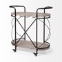 68921 - Marlon Black Metal Frame Two Tier Shelves w/Stemware holder Bar Cart
