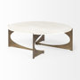 68232-AB - Reinhold 49" Round White Marble Top Gold Metal Base Coffee Table