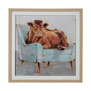Moo-ving In IV by Ethan Harper a Hand Embellished Textured Framed Art Print Matted under Glass