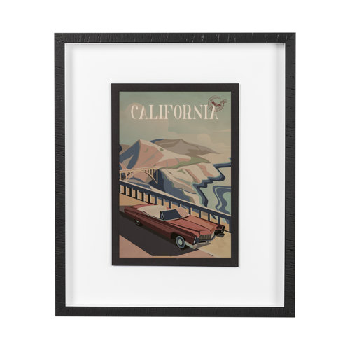 13503 - California Go USA (M) by Mercana Studio a Framed Art Print Matted under Glass