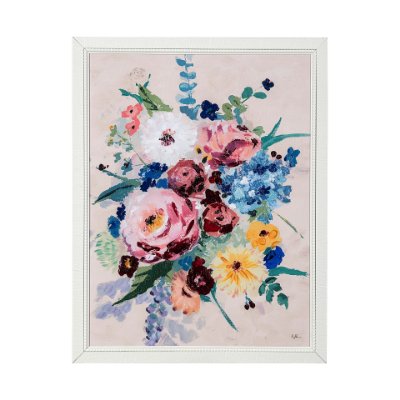 13516 - Farmhouse Flowers I by Barbara Fleming a Hand Embellished Textured Framed Art Print
