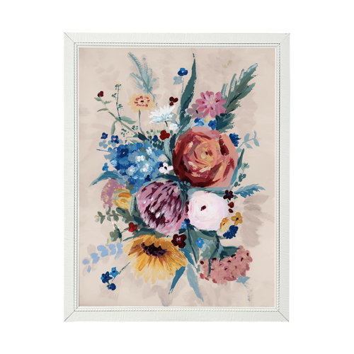 13517 - Farmhouse Flowers II by Barbara Fleming a Hand Embellished Textured Framed Art Print