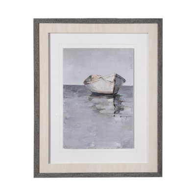 13523 - Boat on the Horizon I by Ethan Harper Hand Embellished Textured Framed Art Print Matted under Glass