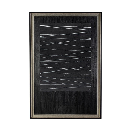 13552 - OM-Silver Lines by Studio M a handmade Original Framed Artwork under Glass