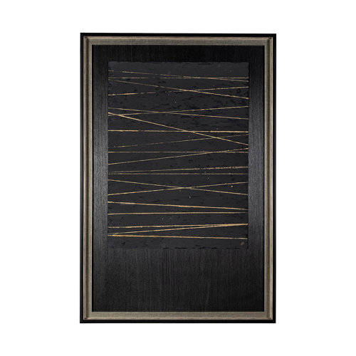 13553 - OM-Gold Lines by Studio M a handmade Original Framed Artwork under Glass