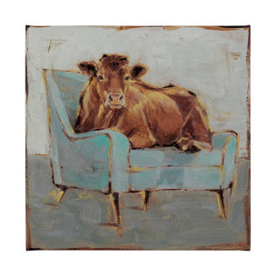 Moo-ving IV by Ethan Harper a Hand Embellished Textured Canvas