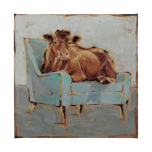 101848-L - Moo-ving IV by Ethan Harper a Hand Embellished Textured Canvas