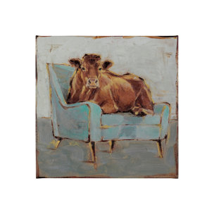 Moo-ving IV by Ethan Harper a Hand Embellished Textured Canvas