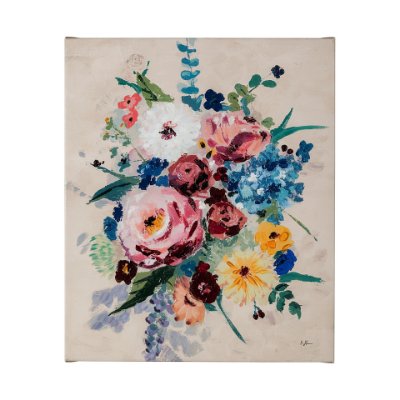101851-L - Farmhouse Flowers I by Barbara Fleming a Hand Embellished Textured Canvas
