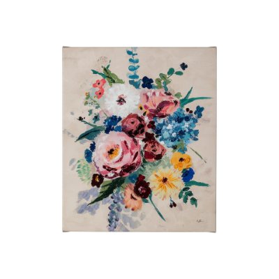 101851-S - Farmhouse Flowers I by Barbara Fleming a Hand Embellished Textured Canvas