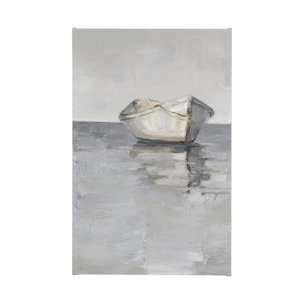 Boat on the Horizon I by Ethan Harper a Hand Embellished Textured Canvas