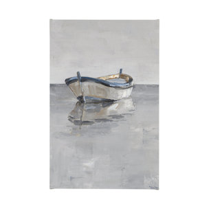 Boat on the Horizon II by Ethan Harper a Hand Embellished Textured Canvas