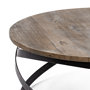 67108 - Triumph 40" Round Brown Solid Wood Top Black Metal Base Coffee Table