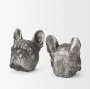 68925 - Bruno (Set of 2) 5L x 5W Silver American Bulldog Bookends