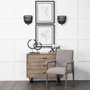 68195 - Palisades Grey Fabric Wrap Brown Wooden Frame Dining Chair