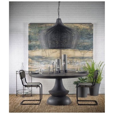 67119-AB - Crossman 60" Round Dark Brown/Gray Solid Wood Table Top & Base Dining Table