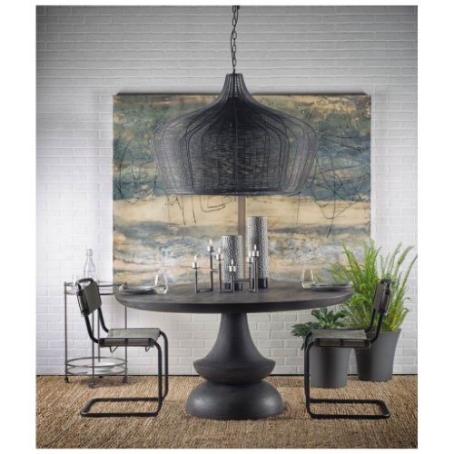 67119-AB - Crossman 60" Round Dark Brown/Gray Solid Wood Table Top & Base Dining Table