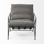 69137 - Leonidas 28.5L x 29.5W x 34.0H  Grey Fabric Wrap Black Metal Frame Accent Chair