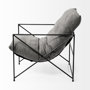 69137 - Leonidas 28.5L x 29.5W x 34.0H  Grey Fabric Wrap Black Metal Frame Accent Chair