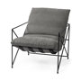 69137 - Leonidas 28.5L x 29.5W x 34.0H  Grey Fabric Wrap Black Metal Frame Accent Chair