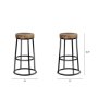 50467 - Flynn 26.25" Seat Height Brown Wood Seat Black Metal Frame Stool