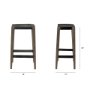 50508 - Nell 30" Seat Height Black Metal Seat & Foot Rest With Brown Wood Legs Stool