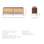 67116 - Swordfish 72L x 19W  x 30.25H Two-Tone Brown Wood Cabinet Silver Metal Base 4 Cabinet Door Sideboard