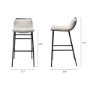 68088 - Kavalan 37.5" Total Height Beige Upholstered Seat Gray Metal Frame Bar Stool