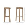 68211 - Brahma 30" Total Height White Washed Wood Stool