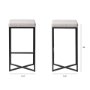68445 - Frodo 29.75H Seat Height White Fabric Seat Black Metal Base Stool