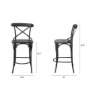 68512 - Etienne 26.25" Seat Height Black Wood Seat Black Metal Base Stool