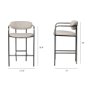 68561 - Parker II Beige Fabric Seat Gun Metal Grey Metal Counter Stool
