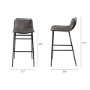 68766 - Kavalan 37.5" Total Height Ebony Leather Seat Black Metal Frame Bar Stool