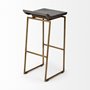 67991 - Givens 30.25"H Seat Height Brown Wood Seat Gold Metal Base Stool