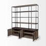 68202-AB - Braxton I Light Brown Wood and Iron Three Shelf Shelving Unit 81.5L x 18.5W x 90