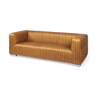 69130 - Ricciardo Cognac Leather Three Seater Sofa