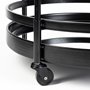 68734 - Ada Round Shape Black Metal Frame Two-Tier w/Glass Shelf Bar Cart