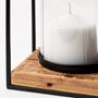 68789 - Leopold Set of Two Black Metal Wooden Base Table Candle Holders