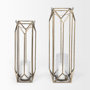 68976 - Ivy Large Gold Metal Geometric Cage Candle Holder Lantern