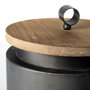 68982 - Cyril (Set of 2) Gray Metal W/ Brown Wood Lids Jars