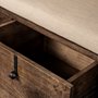 69019 - Glenn V 56L x 17W Dark Brown Wood w/ Cream Fabric Seat, 3 Drawers Hall Tree