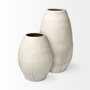 69044 - Reyan Small Pearl White Ceramic Striped Vase 