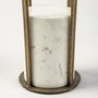 69053-AB - Jacinta II 21" Round Glass Top Metal and Marble Pedestal End/Side Table 