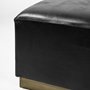69059 - Minara 36" Square Black Leather Wrapped w/Metal Base Ottoman