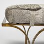 69060 - Jessie 55L x 16W White/Gray Hair-On-Hide Seat W/Gold Metal Base Accent Bench