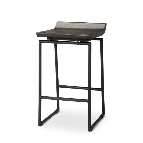67992 - Givens 24.25"H Seat Height Black Wood Seat Black Frame Stool